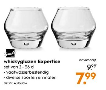 Aanbiedingen Whiskyglazen expertise - Durobor - Geldig van 03/06/2017 tot 18/06/2017 bij Blokker