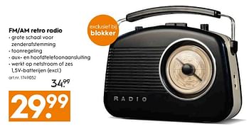 Aanbiedingen Fm-am retro radio - Huismerk - Blokker - Geldig van 03/06/2017 tot 18/06/2017 bij Blokker
