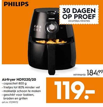 Aanbiedingen Philips airfryer hd9220-20 - Philips - Geldig van 03/06/2017 tot 18/06/2017 bij Blokker