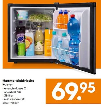 Aanbiedingen Thermo-elektrische koeler - Huismerk - Blokker - Geldig van 03/06/2017 tot 18/06/2017 bij Blokker