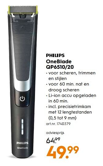 Aanbiedingen Philips oneblade qp6510-20 - Philips - Geldig van 03/06/2017 tot 18/06/2017 bij Blokker