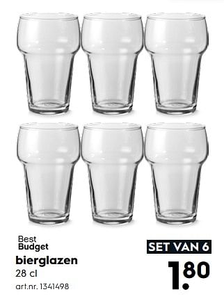 Aanbiedingen Bierglazen - Best budget - Geldig van 03/06/2017 tot 18/06/2017 bij Blokker