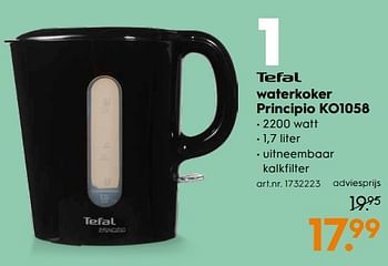 Aanbiedingen Tefal waterkoker principio ko1058 - Tefal - Geldig van 03/06/2017 tot 18/06/2017 bij Blokker