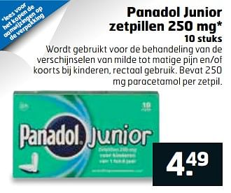 Aanbiedingen Panadol junior zetpillen 250 mg - Panadol - Geldig van 06/06/2017 tot 18/06/2017 bij Trekpleister