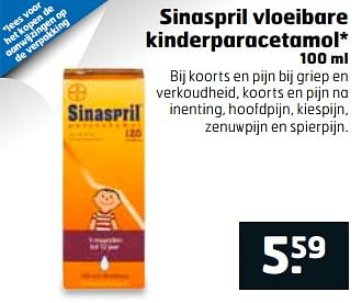 Aanbiedingen Sinaspril vloeibare kinderparacetamol - Sinaspril - Geldig van 06/06/2017 tot 18/06/2017 bij Trekpleister