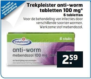 Aanbiedingen Trekpleister anti-worm tabletten 100 mg - Huismerk - Trekpleister - Geldig van 06/06/2017 tot 18/06/2017 bij Trekpleister