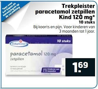 Aanbiedingen Trekpleister paracetamol zetpillen kind 120 mg - Huismerk - Trekpleister - Geldig van 06/06/2017 tot 18/06/2017 bij Trekpleister