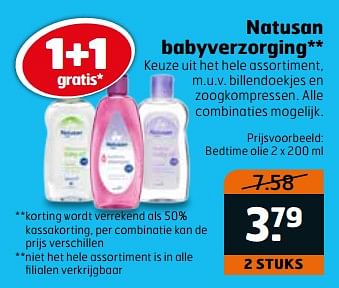 Aanbiedingen Natusan babyverzorging bedtime olie - Natusan - Geldig van 06/06/2017 tot 18/06/2017 bij Trekpleister