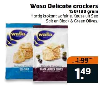 Aanbiedingen Wasa delicate crackers - Wasa - Geldig van 06/06/2017 tot 18/06/2017 bij Trekpleister