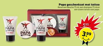 Aanbiedingen Papa geschenkset met tattoo - Papa - Geldig van 06/06/2017 tot 18/06/2017 bij Trekpleister