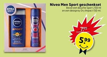 Aanbiedingen Nivea men sport geschenkset - Nivea - Geldig van 06/06/2017 tot 18/06/2017 bij Trekpleister