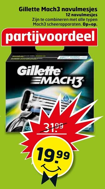 Aanbiedingen Gillette mach3 navulmesjes - Gillette - Geldig van 06/06/2017 tot 18/06/2017 bij Trekpleister