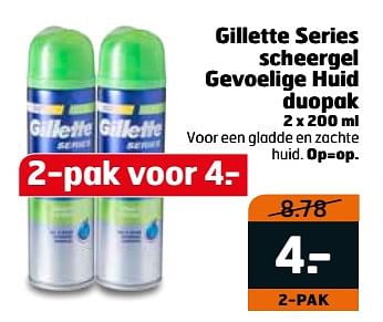 Aanbiedingen Gillette series scheergel gevoelige huid duopak - Gillette - Geldig van 06/06/2017 tot 18/06/2017 bij Trekpleister