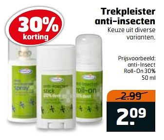 Aanbiedingen Anti-insect roll-on 30% - Huismerk - Trekpleister - Geldig van 06/06/2017 tot 18/06/2017 bij Trekpleister