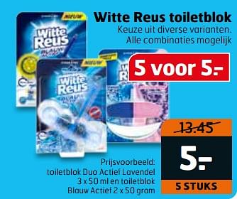 Aanbiedingen Toiletblok duo actief lavendel en toiletblok blauw actief - Witte reus - Geldig van 06/06/2017 tot 18/06/2017 bij Trekpleister