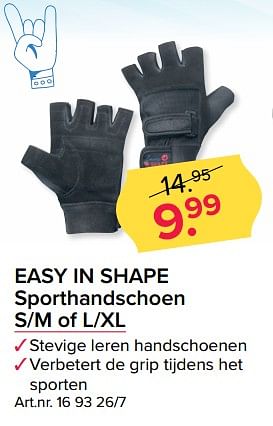Aanbiedingen Easy in shape sporthandschoen s-m of l-xl - Huismerk - Kijkshop - Geldig van 05/06/2017 tot 18/06/2017 bij Kijkshop
