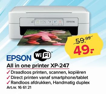 Aanbiedingen Epson all in one printer xp-247 - Epson - Geldig van 05/06/2017 tot 18/06/2017 bij Kijkshop