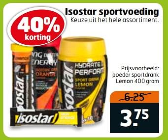 Aanbiedingen Poeder sportdrank lemon - Isostar - Geldig van 06/06/2017 tot 18/06/2017 bij Trekpleister