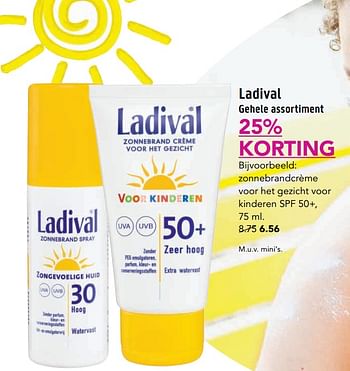 Aanbiedingen Zonnebrandcrème voor het gezicht voor kinderen spf 50+ - Ladival - Geldig van 06/06/2017 tot 18/06/2017 bij D.I.O. Drogist