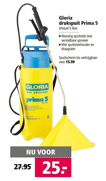Aanbiedingen Gloria drukspuit prima 5 - Gloria - Geldig van 06/06/2017 tot 18/06/2017 bij Welkoop