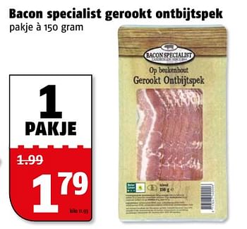 Aanbiedingen Bacon specialist gerookt ontbijtspek - Bacon Specialist - Geldig van 06/06/2017 tot 11/06/2017 bij Poiesz