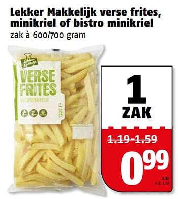 Aanbiedingen Lekker makkelijk verse frites, minikriel of bistro minikriel - Huismerk Poiesz - Geldig van 06/06/2017 tot 11/06/2017 bij Poiesz