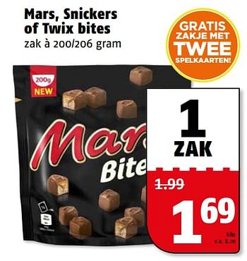 Aanbiedingen Mars, snickers of twix bites - Mars - Geldig van 06/06/2017 tot 11/06/2017 bij Poiesz