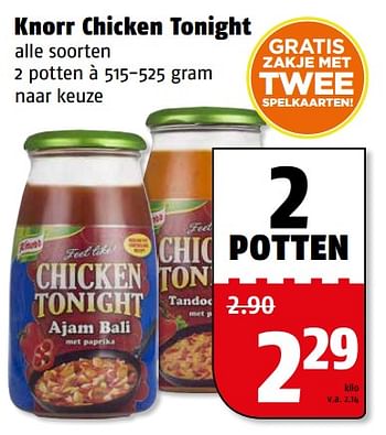 Aanbiedingen Knorr chicken tonight - Knorr - Geldig van 06/06/2017 tot 11/06/2017 bij Poiesz