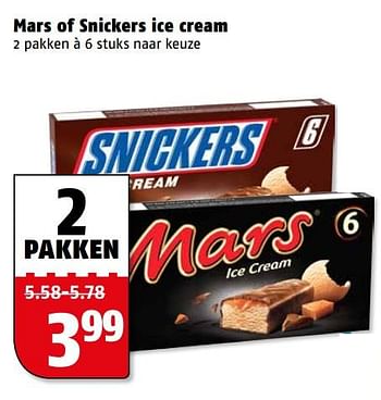 Aanbiedingen Mars of snickers ice cream - Mars - Geldig van 06/06/2017 tot 11/06/2017 bij Poiesz
