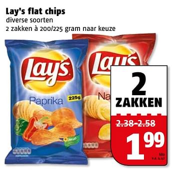 Aanbiedingen Lay`s flat chips - Lay's - Geldig van 06/06/2017 tot 11/06/2017 bij Poiesz