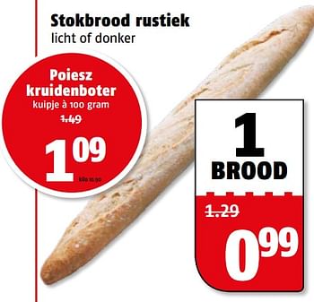 Aanbiedingen Stokbrood rustiek - Huismerk Poiesz - Geldig van 06/06/2017 tot 11/06/2017 bij Poiesz