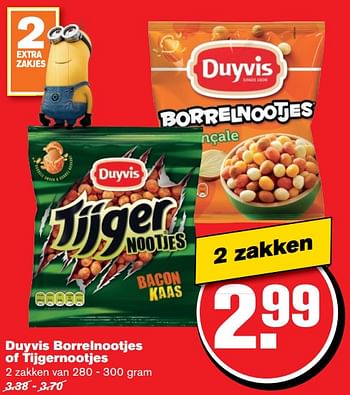 Aanbiedingen Duyvis borrelnootjes of tijgernootjes - Duyvis - Geldig van 07/06/2017 tot 13/06/2017 bij Hoogvliet