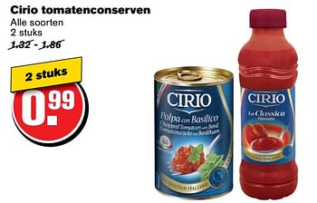 Aanbiedingen Cirio tomatenconserven - CIRIO - Geldig van 07/06/2017 tot 13/06/2017 bij Hoogvliet