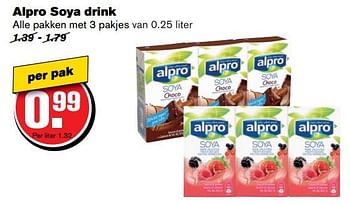 Aanbiedingen Alpro soya drink - Alpro Soya - Geldig van 07/06/2017 tot 13/06/2017 bij Hoogvliet