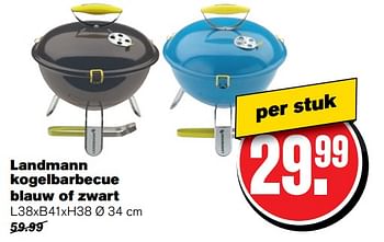 Aanbiedingen Landmann kogelbarbecue blauw of zwart - Landmann - Geldig van 07/06/2017 tot 13/06/2017 bij Hoogvliet