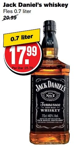 Aanbiedingen Jack daniel`s whiskey - Jack Daniel's - Geldig van 07/06/2017 tot 13/06/2017 bij Hoogvliet