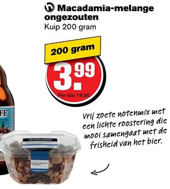 Aanbiedingen Macadamia-melange ongezouten - Huismerk - Hoogvliet - Geldig van 07/06/2017 tot 13/06/2017 bij Hoogvliet