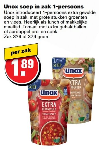 Aanbiedingen Unox soep in zak 1-persoons - Unox - Geldig van 07/06/2017 tot 13/06/2017 bij Hoogvliet