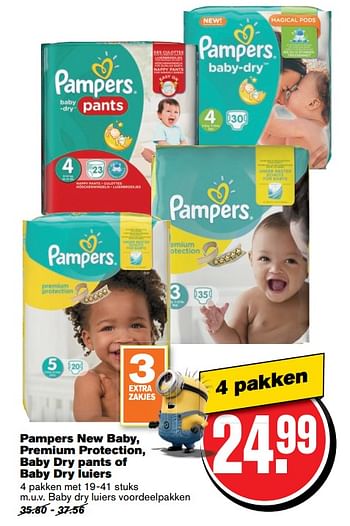 Aanbiedingen Pampers new baby, premium protection, baby dry pants of baby dry luiers - Pampers - Geldig van 07/06/2017 tot 13/06/2017 bij Hoogvliet