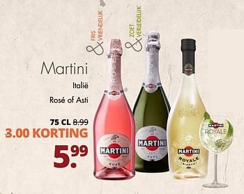 Aanbiedingen Martini italië rosé of asti - Martini - Geldig van 06/06/2017 tot 17/06/2017 bij Mitra