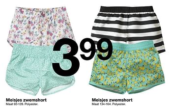 Aanbiedingen Meisjes zwemshort - Huismerk - Zeeman  - Geldig van 10/06/2017 tot 16/06/2017 bij Zeeman