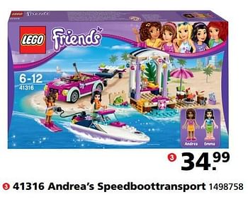 Aanbiedingen 41316 andrea`s speedboottransport - Lego - Geldig van 05/06/2017 tot 25/06/2017 bij Intertoys
