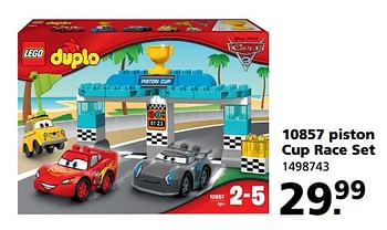 Aanbiedingen 10857 piston cup race set - Lego - Geldig van 05/06/2017 tot 25/06/2017 bij Intertoys