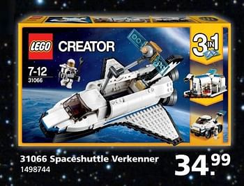 Aanbiedingen 31066 spaceshuttle verkenner - Lego - Geldig van 05/06/2017 tot 25/06/2017 bij Intertoys