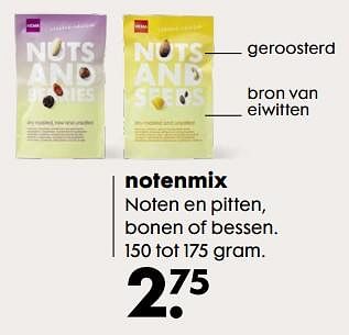 Aanbiedingen Notenmix noten en pitten, bonen of bessen - Huismerk - Hema - Geldig van 05/06/2017 tot 25/06/2017 bij Hema