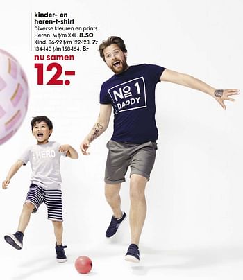 Aanbiedingen Kinder- en heren-t-shirt - Huismerk - Hema - Geldig van 05/06/2017 tot 25/06/2017 bij Hema