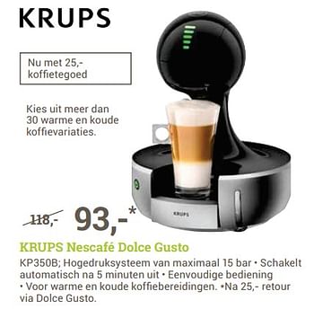 Aanbiedingen Krups nescafé dolce gusto kp350b - Krups - Geldig van 09/06/2017 tot 18/06/2017 bij BCC