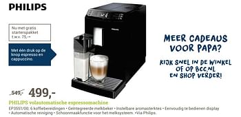 Aanbiedingen Philips volautomatische espressomachine ep3551-00 - Philips - Geldig van 09/06/2017 tot 18/06/2017 bij BCC