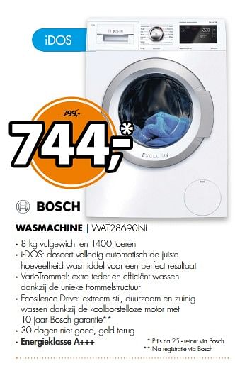 Aanbiedingen Bosch wasmachine wat28690nl - Bosch - Geldig van 10/06/2017 tot 18/06/2017 bij Expert