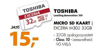 Aanbiedingen Toshiba micro sd kaart exceria m302 32gb - Toshiba - Geldig van 10/06/2017 tot 18/06/2017 bij Expert